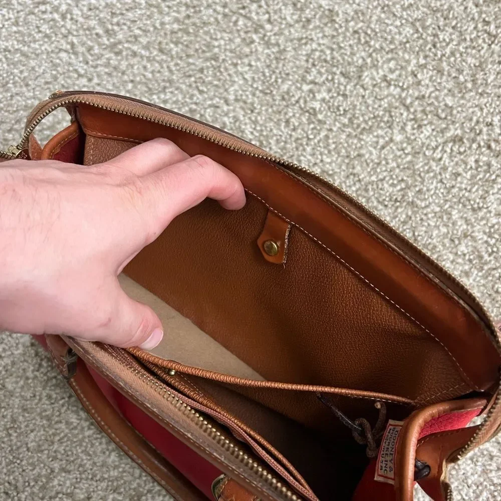 Vintage Dooney & Bourke red pebbled leather satchel purse